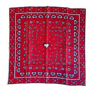 Emilio Pucci Vintage Cotton Scarf – Red & Navy Heart Motif